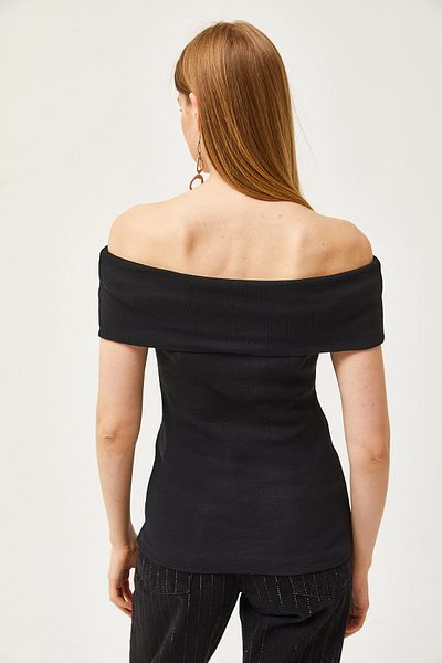 Olalook Γυναικεία μπλούζα Lycra Μαύρο γιακά Madonna BLZ-19002586