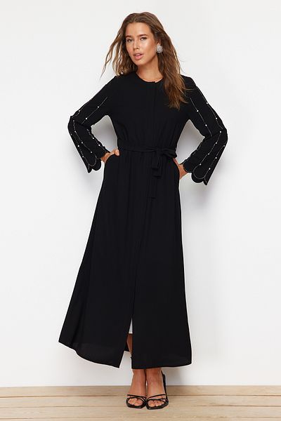 Trendyol Modest Příslušenství Black Stone Woven Cap & Ferace & Abaya TCTSS24KF00019