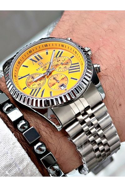 Reward Men's Silver Colored Steel Cord Wrist Watch and Bracelet Gift