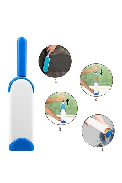 TOPTANFONİ Feather Dust Cleaner Brush Set 2 Pieces Blue Vacuum Packaged Cat Dog Hair Collection Clothes Hair Collection