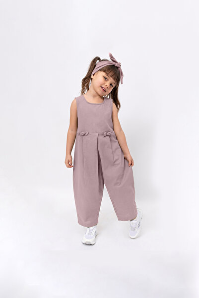 MODAMBEBEK Kız Çocuk Fiyonk Detaylı Bandanalı Tulum