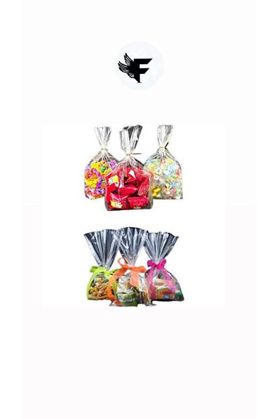 FİGANLAR 10x20 Plain Transparent Tape-Free Cookie Gift Bag 200 Pieces
