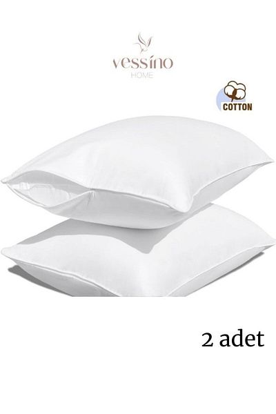 VESSİNOHOME Cotton 2-Piece 50x70 White Pillowcase Inner Lining, Zippered Pillow Case, 2-Piece Pillow Mattress
