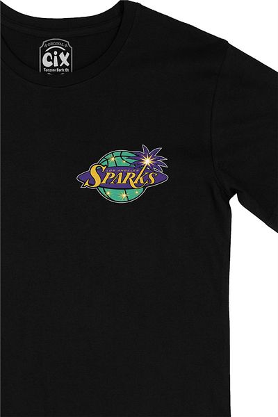 Cix Μαύρο μπλουζάκι Los Angeles Sparks με σχέδιο λογότυπου τσέπης
