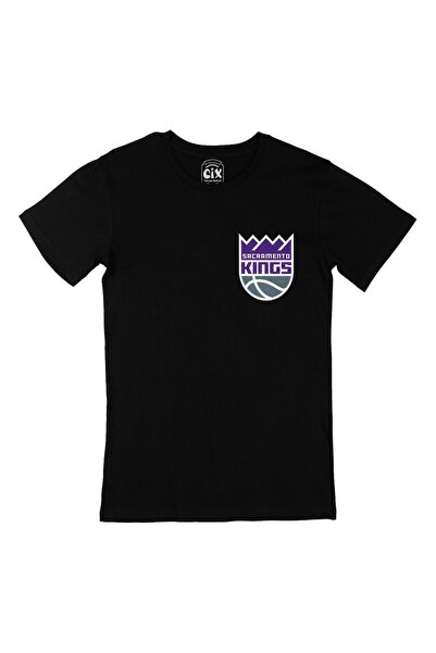 Cix Sacramento Kings Black T-Shirt with Pocket Logo Design