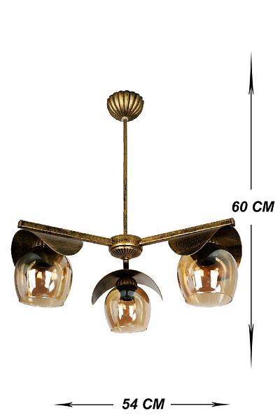 VENON LIGHTING NERGİZ - Set of 3 Black and Yellow Patina Chandelier