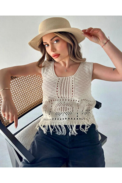 Düşess Kadın bohem Ajurlu bluz