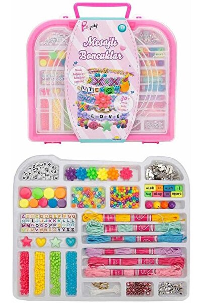 Genel Markalar Mesajlı Kolye Bileklik Yapma Harfli Boncuklar Seti Çantalı Tak...