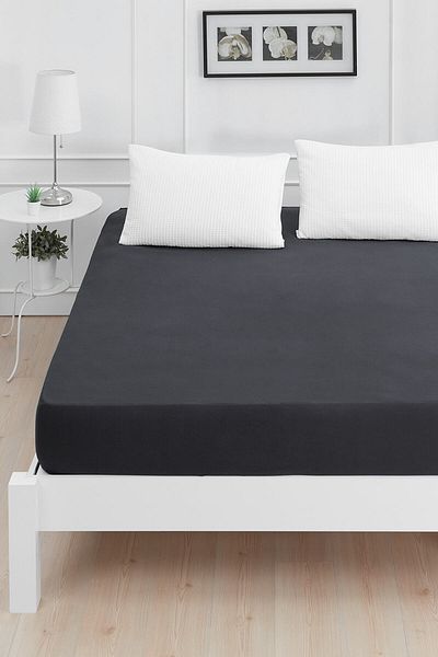 Mislina Home Roza Baby Kids Elastic Combed Cotton Sheet Anthracite