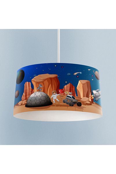 MEKTA HOME Turk Astronaut 2 Patterned Baby and Children's Room Chandelier