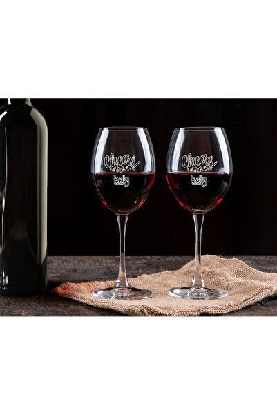 Bk Gift Kişiye Özel İsimli Renkli Baskılı 2'li Şarap Kadehi Seti- 4, Şarap Kadehi Hediye Seti, Doğum