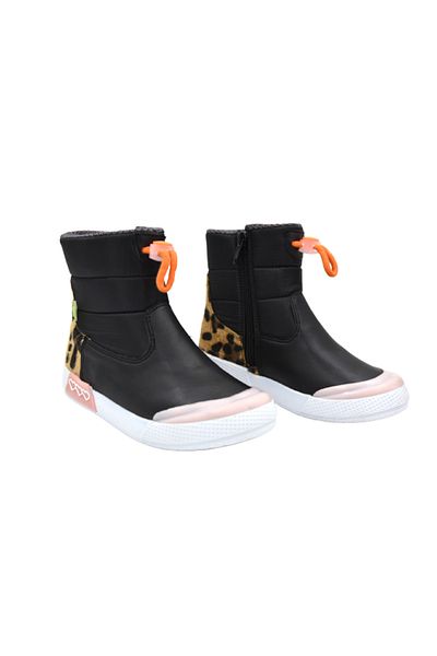 Dudino Teddy Zippered Thermo Αντιολισθητική Σόλα Παιδικές Μπότες ΜΑΥΡΟ ΛΕΥΚΟ