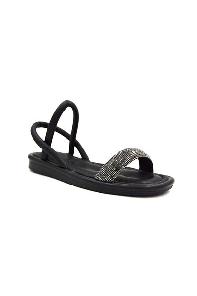 Prego Thermo Non-Slip Sole Stone Piping Detailed Daily Women's Sandals BLACK