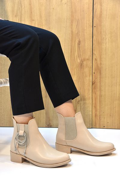Park Moda Γυναικείες μπότες με τακούνι Thermo Anti-Slip Sole Elastic Stone Piping Detailed TEN