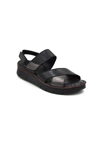 Prego (Clavi) Genuine Genuine Leather Poly Light Sole Stitched Casual Women's Comfort Sandals BLACK