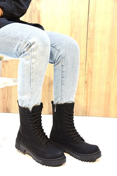 Prego Windif Thermo Αντιολισθητική Σόλα Lace Up Γυναικείες Μπότες ΜΑΥΡΟ ΜΑΥΡΟ