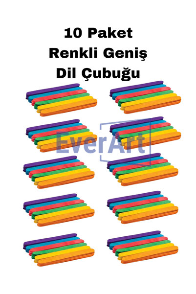 everart 500 Adet Abeslang Renkli Geniş Dil Çubuğu Ahşap Dondurma Dil çubuğu