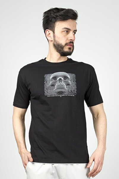 Cazador Muška crna T-shirt - B. kragna, dugi rukav, udoban kroj 4173