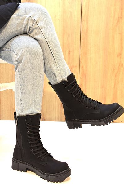 Prego Windif Thermo Αντιολισθητική Σόλα Lace Up Γυναικείες Μπότες ΜΑΥΡΟ ΜΑΥΡΟ