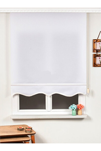 arslanlı perde BEYAZ  MAT KETEN STOR PERDE ALÜMİNYUM KASA BORU ETEK DİLİMLİ