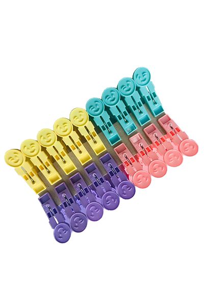 HOMİNG Smiley Face Smile 36 Pcs Assorted Color Laundry and Hobby Pegs Set