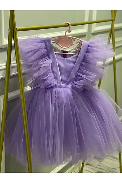 İPEKACOUTURE Rochie pentru fete din tul și satin de culoare liliac