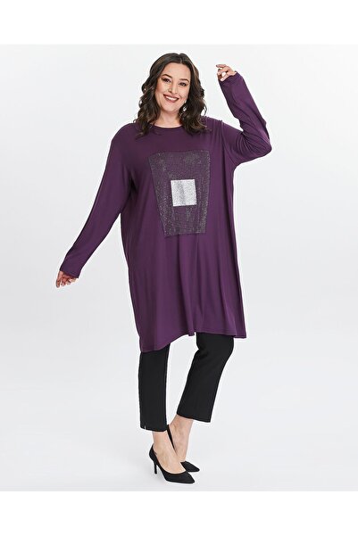 Seçkin Büyük Beden Women's plus size stone detail tunic