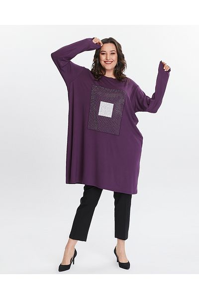 Seçkin Büyük Beden Women's plus size stone detail tunic
