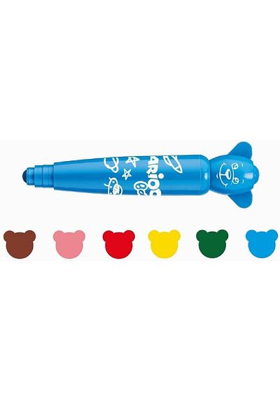 CARIOCA Baby Teddy 6-Pack Felt-Tip Crayons Super Washable Jumbo Age +1