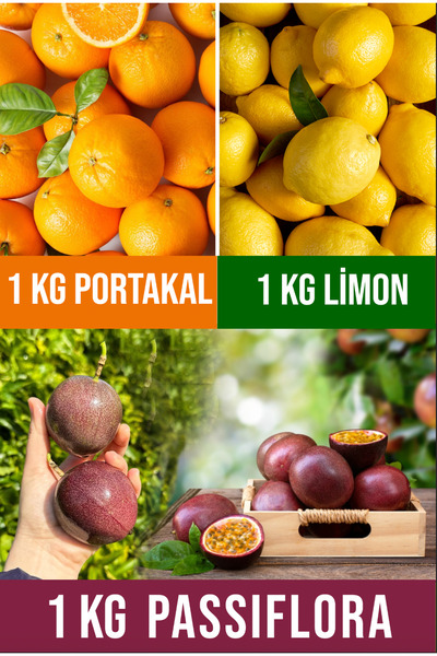 ECOLIFE TROPICAL 1 Kg Limon 1 Kg Portakal 1 Kg Passiflora Çarkıfelek Anamur( ...