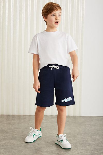GRIMELANGE DARVELL-GRM24007 100% bavlněné šortky s potiskem pro chlapce Navy Shorts