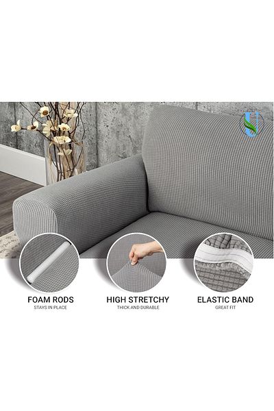 Uy Style Tekstil Uy Style Lycra Sofa, Sofa, Sofa Bed Cover with Elastic, Pitikare Pattern 3+2+1+1 Set