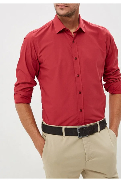 carwin Erkek Kırmızı Slim Fit Gömlek