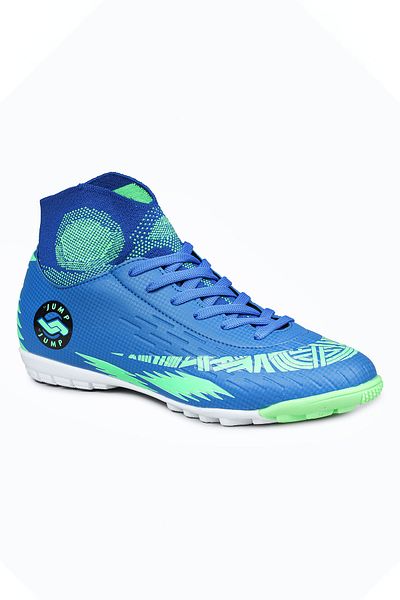 Jump 28366 Saks with Socks Blue - Green Astroturf Soccer Cleats Soccer Shoes