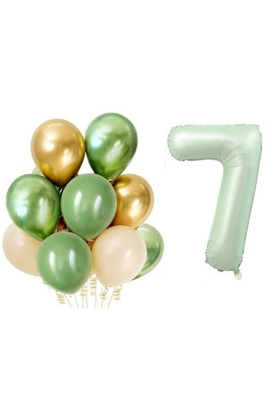 parti sürprizi Retro Su Yeşili 7 Yaş Latex Balon Set