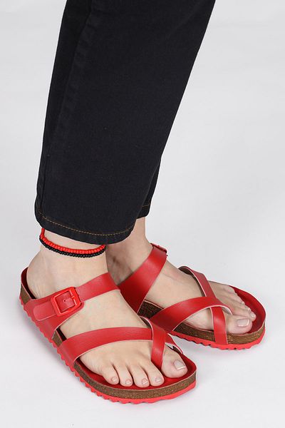 Jump 50008 Single Buckle Red Women's Flip Flops