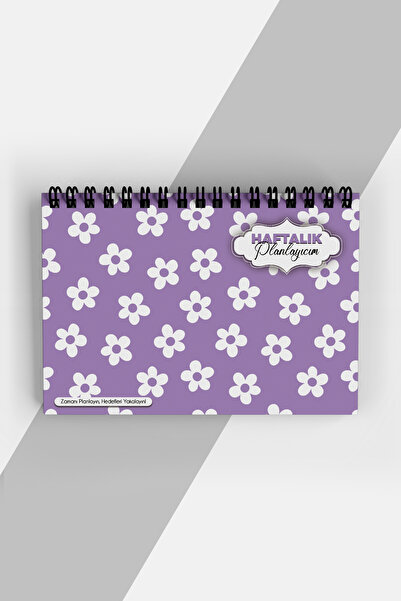 markcat مخطط أسبوعي بتصميم زهرة أرجوانية - جدول أعمال غير مؤرخ (A5) دفتر مخطط