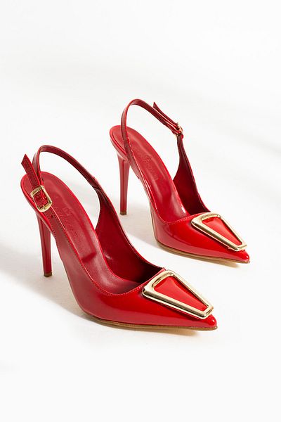İnan Ayakkabı PANTOF CU TOC DETALIT CU CATARAME DE CULOARE ROSIE PENTRU FEMEI (LUNGIME TOC 11 CM)