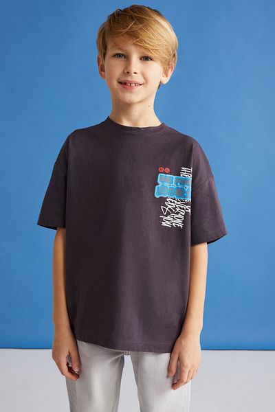 BRODERICK-GRM24013 100% cotton printed short sleeves T-shirt for boys Plum T-Shirt