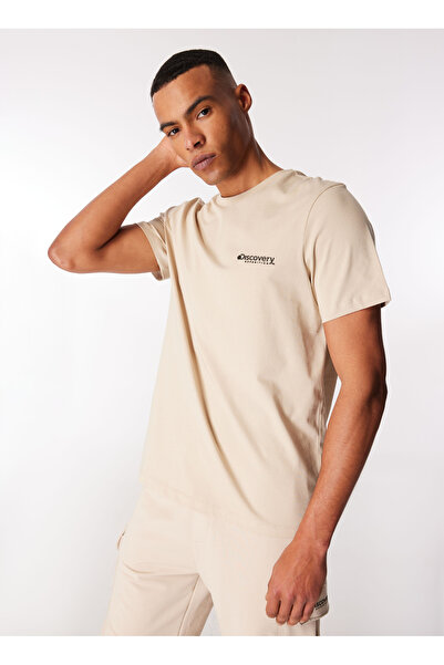Discovery Expedition Bej Erkek Bisiklet Yaka T-Shirt D4SM-TST3294