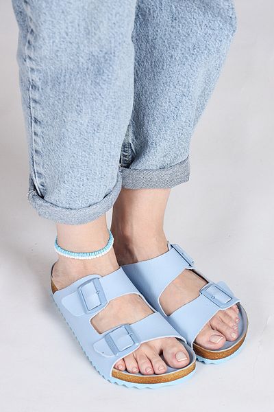 Jump 50010 Baby Blue Double Buckle Slippers Summer Women's Slippers