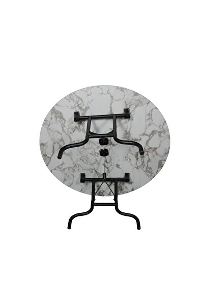 Arıcıoğlu 130 Cm Yuvarlak Katlanır Mermer Desen Metal Yüksek Ayaklı Gri Ayak Masa