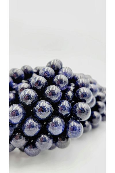 Yüksel Boncuk Σειρά από φυσική πέτρα 10 mm Star (Navy Blue).