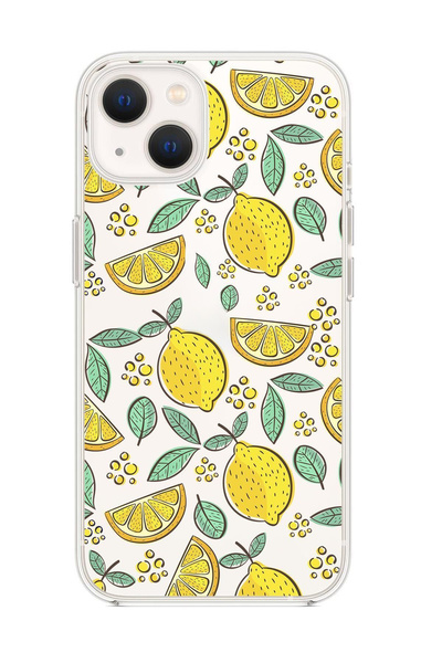 mooodcase Iphone 13 Uyumlu Limon Desenli Premium Silikonlu Şeffaf Telefon Kılıfı