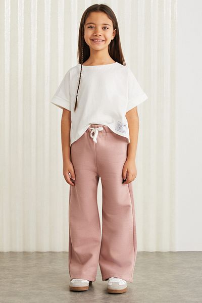 GRIMELANGE LUCIELLE-GRM24034 75% cotton 25% polyester rostered thread with ornamental label girl's flare pantalon Pud