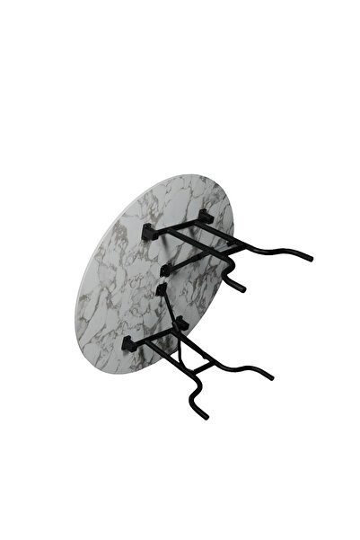 Arıcıoğlu 130 Cm Yuvarlak Katlanır Mermer Desen Metal Yüksek Ayaklı Gri Ayak Masa