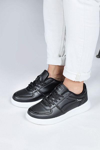 Jump 28063 Schwarz - Weiße Damen-Sneaker, lässige Sneakers