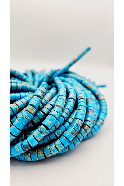 Yüksel Boncuk Δίσκος 6x3 mm (Μπλε) Σειρά φυσικών πολύτιμων λίθων Variscite