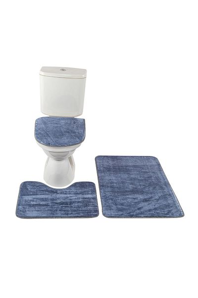 lohusahamile Set WC 3 Piese Set Covor Baie 60X90 ALBASTRU