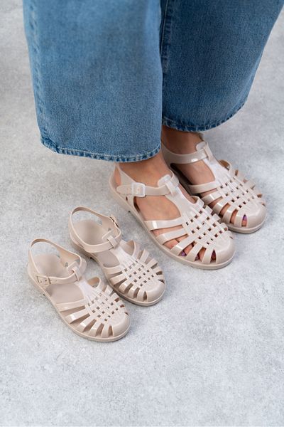 NİŞANTAŞI SHOES Anderline Jr. Beige Matte Gürtel Detail Kindersandalen